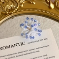 Detailed view of handmade blue crystal and white seed bead flower charms for DIY shoes - White Seed Bead and Blue Crystal Cluster Style (27059-57)