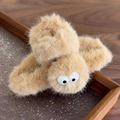 Detailed view of the soft plush shark clip with cute big eyes in light camel brown - Light Coffee (24351E)