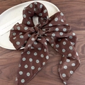 Écharpe élégante en mousseline marron à pois avec accents bleus pour un coiffage polyvalent - Marron