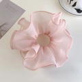 Detail showing the layered pink organza scrunchie texture and delicate ruffled edge - Pink Style (26598B)