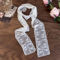 Close-up of white lace scarf with snowflake embroidery and Love lettering detail - Three Flowers (26737D)