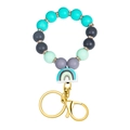 Porte-clés en perles de silicone arc-en-ciel avec anneaux en cristal et fermoir doré - Vert Émeraude