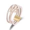 Mehrlagiges Wickelarmband aus Kunstleder in Rosa und Beige mit Roségold-Herz und Magnetverschluss - Khaki
