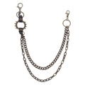 Dubbele punk broekketting van brons met een ring met spikes en musketonhaken - Brons