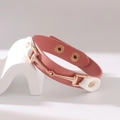 Verstellbares Lederarmband in Rosa und Weiß mit roségoldener Horsebit-Schnalle - Rosa