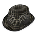 Black top hat with gold sequin lattice pattern for Halloween stage performances - Black Gold Silk Grid Sequin Style (1#)