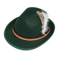Classic dark green wool felt Tyrolean hat with feather and tricolor cord decoration - Adult / Dark Green