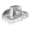 Cappello da cowboy con paillettes disco argento e nappe a stella per feste e spettacoli - Adulto / Stelle Argentate