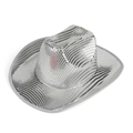 Cappello da cowboy con paillettes argento e tesa larga per feste disco e spettacoli - Adulto / Argento