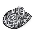 Classic zebra print cowboy hat with black trim for outdoor festivals and western fashion - Adult / White Zebra Print