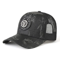 Berretto mesh nero trama serpente con emblema leopardo in metallo per protezione solare - L (58-60cm) / Nero