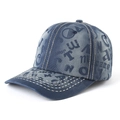 Vintage blauwe denim baseballpet met letterprint en contrasterende stiksels - Volwassene / Denim Blauw