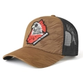 Klassische Trucker-Kappe mit Adler-Stickerei, atmungsaktivem Netz und braunem Schirm - L(58-60cm) / Khaki