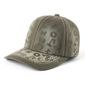 Vintage gewassen legergroene baseballpet met letteropdruk en witte contraststiksels - Volwassene / Legergroen