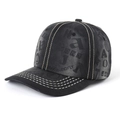 Vintage zwarte gewassen katoenen baseballpet met letteropdruk en contraststiksels - Volwassene / Zwart