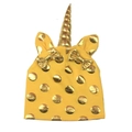 Cappello in maglia unicorno giallo per neonati con corno dorato, orecchie e pois - 1-6 Anni / Giallo