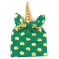 Berretto in maglia verde per bambini con pois dorati, corno di unicorno e fiocchi - 1-6 Anni / Verde