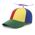 Kleurrijke propeller baseballpet met draaibare paarse bovenkant en groene klep voor kinderen - Volwassene / Groene Rand (Montage Vereist)