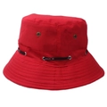 Detail of red bucket hat featuring ripstop texture and black B5 SPIRIT lettered ribbon - One Size / Red