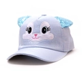Berretto da baseball azzurro per bambini con ricamo a coniglio e orecchie di paillettes - Blu