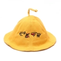 Simpatico cappello alla pescatora giallo per bambini in cotone con decoro a germoglio - Taglia unica / Impegnato ad Essere Carino Giallo