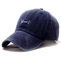 Berretto da baseball vintage blu navy slavato con ricamo Yours e visiera curva - Taglia unica / Ciano