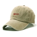 Berretto da baseball beige vintage in cotone lavato con ricamo Yours rosso per protezione solare - Taglia unica / Cachi