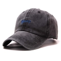 Washed dark grey baseball cap with blue Yours embroidery in retro street style - One Size / Dark Gray