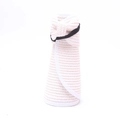 Detail of rollable straw sun visor featuring white woven texture and black elastic strap - One Size / White