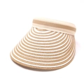 Damen Strohhut mit Streifen oben offen elastisches Stirnband für Strand und UV Sonnenschutz - Khaki