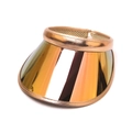 Rose gold PVC sun visor hat with reflective metallic brim for UV protection - One Size / Champagne