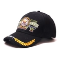 Cappello da baseball Navy nero classico con ricamo bandiera americana e tema militare - Taglia unica / Nero N. 1
