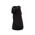 Detailed macro view of black woven straw texture and decorative bow on sun hat - One Size / Black
