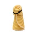 Detail of foldable yellow straw sun hat showing portable roll-up design and elastic band - One Size / Bright Yellow