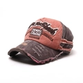 Retro distressed 1969 baseball cap with red and grey canvas and 3D embroidery - One Size / Orange