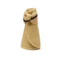 Portable beige straw sun visor with roll-up foldable design and black elastic strap - One Size / Khaki