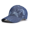 Berretto da baseball in denim tie-dye blu con visiera curva per protezione solare - Taglia unica / Blu Notte Tie-Dye (1#)
