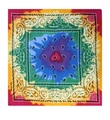 Sonnenblumen-Paisley-Bandana aus 100% Baumwolle mit buntem Tie-Dye-Design für Outdoor - Einheitsgröße / Rosa Gelb Grün Batik