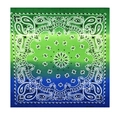 Colorful gradient green to blue paisley bandana made of 100% cotton with square shape - Green To Blue Gradient