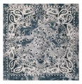 Classic cotton paisley bandana with blue tie-dye marble texture and cashew patterns - Gray