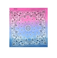 Detail showing the pink to deep blue gradient paisley pattern on 100% cotton square bandana - Pink Blue Gradient