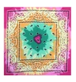 Detailansicht eines Batik-Bandanas aus 100% Baumwolle mit Paisley-Sonnenblumen - Einheitsgröße / Lila Gelb Rot Batik