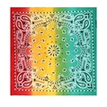Detail of rainbow gradient paisley square scarf made from 100% cotton fabric - Rainbow Gradient