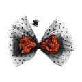 Cerchietto con fiocco in pizzo di Halloween con ragnatela arancione e decoro ragno - Fermagli per capelli a becco d'anatra