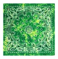 Green tie-dye paisley pattern square bandana made of premium 100% cotton fabric - Green