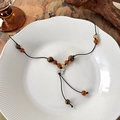 Collana con ciondolo a farfalla stile cinese con perline d'ambra su cordoncino nero - Stile Farfalla Multicolore