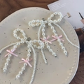 Ciondoli per scarpe con fiocco rosa e perle bianche con chiusure a moschettone argento - Stile Fiocco di Perle