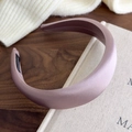 Detail of premium purple satin headband showing silky texture and thick sponge padding - Dark Purple