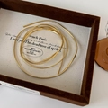 Detailaufnahme einer flachen goldfarbenen Schlangenkette mit gewebter Metallstruktur - Bindekette / Goldene Halskette/Haarseil