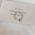 Blue crystal beaded stretch ring with silver beads and round gemstone pendant for women - Blue Stone Pendant (Silver Beads)